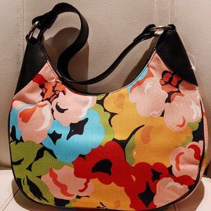 Talbots Black/Multi Color Floral Fabric